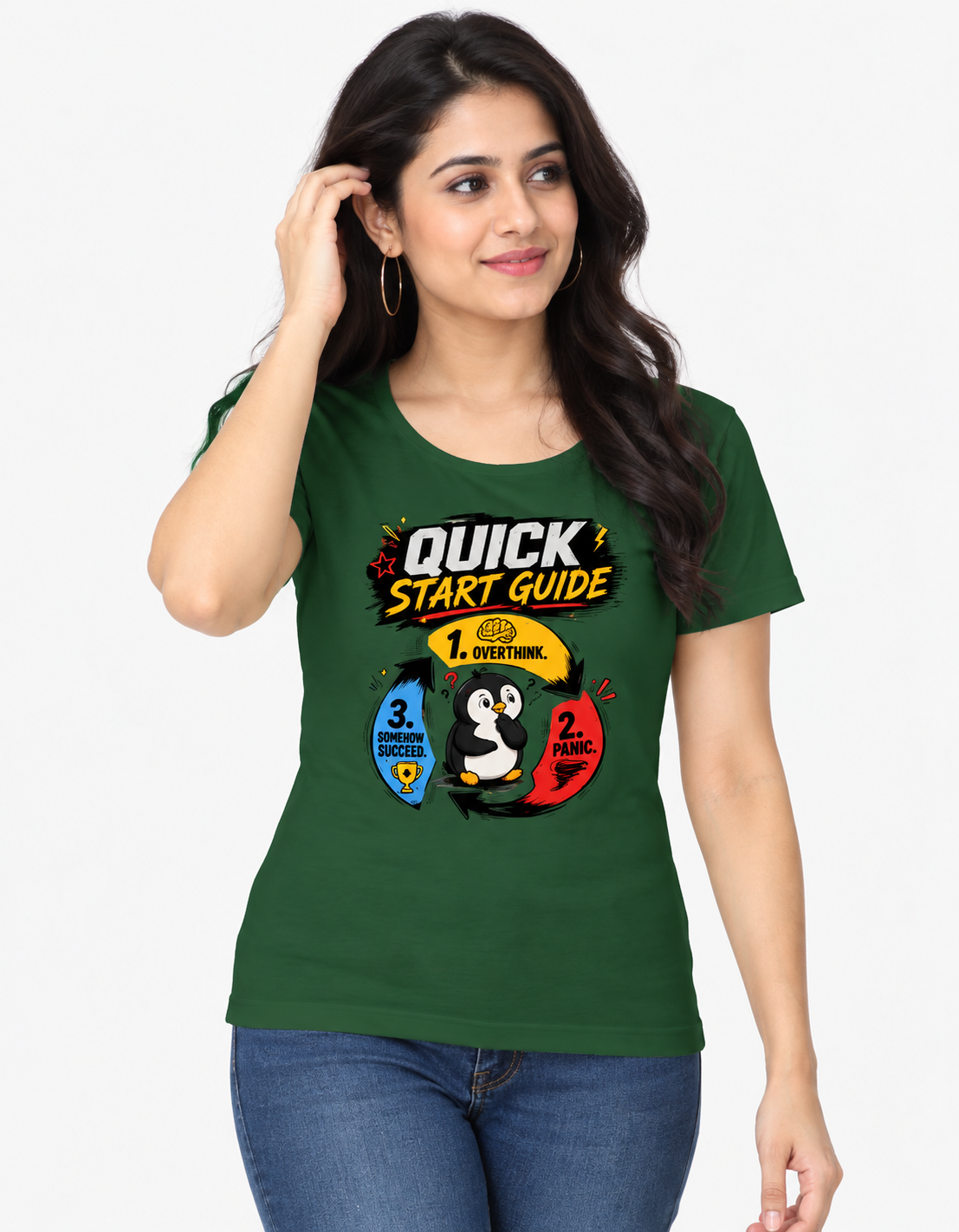 Quick Start Guide Graphic T-Shirt – Funny Penguin Cotton T-shirt