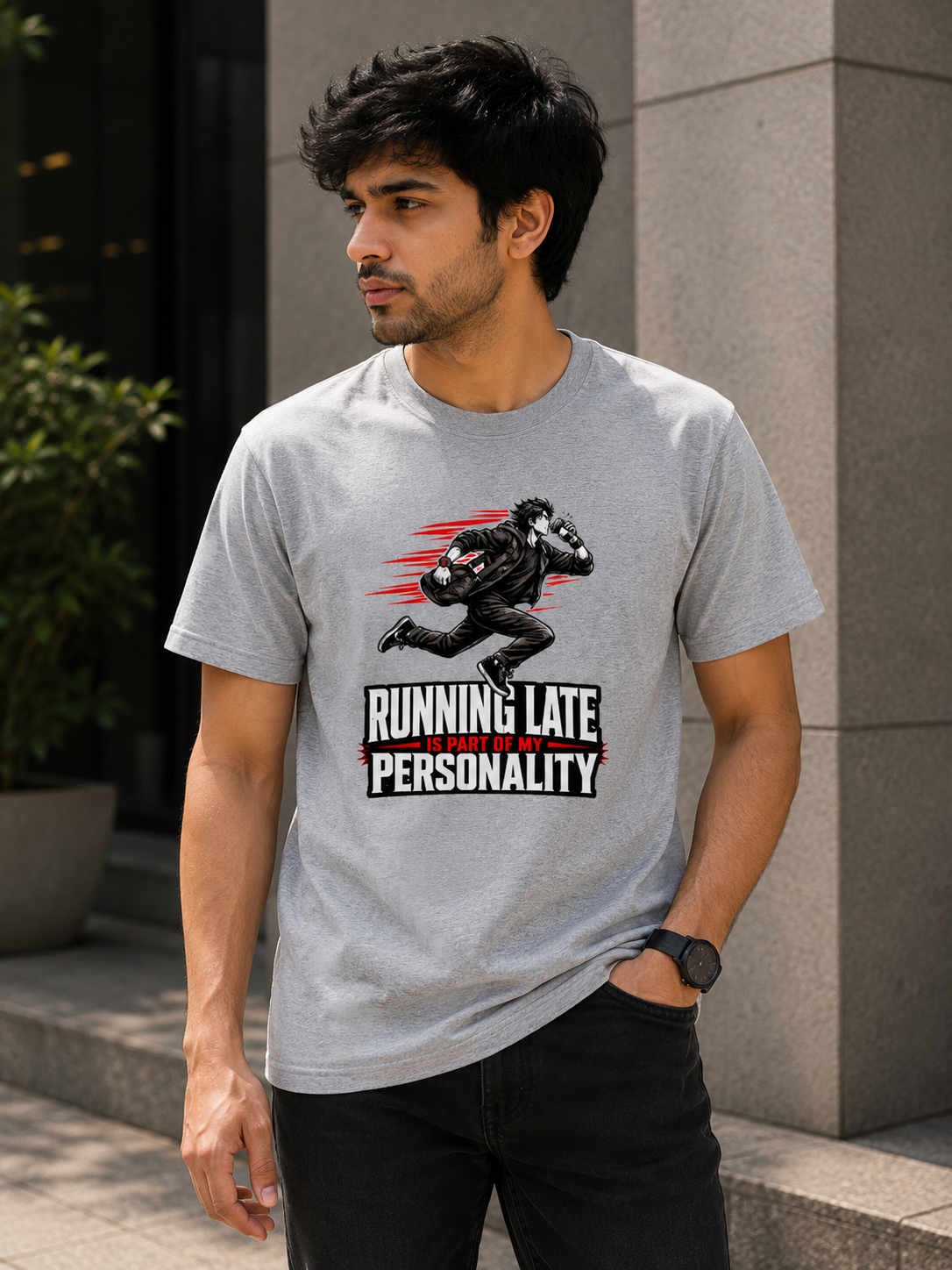 Running Late Is Part of My Personality Funny T-Shirt | Sarcastic Graphic Cotton T-shirt