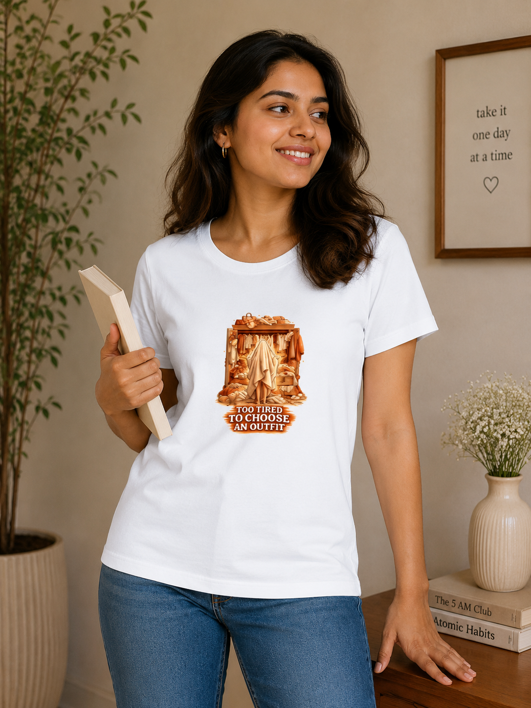 Too Tired to Choose an Outfit - Classic Crew Cotton T-Shirt for Women