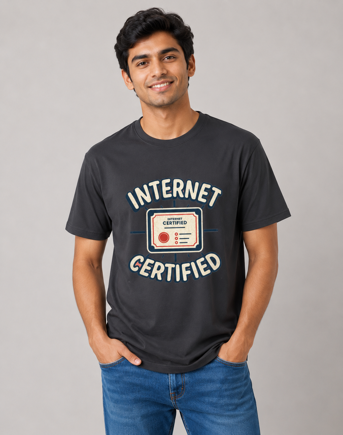 Internet Certified - Classic Crew Cotton T-Shirt for Men