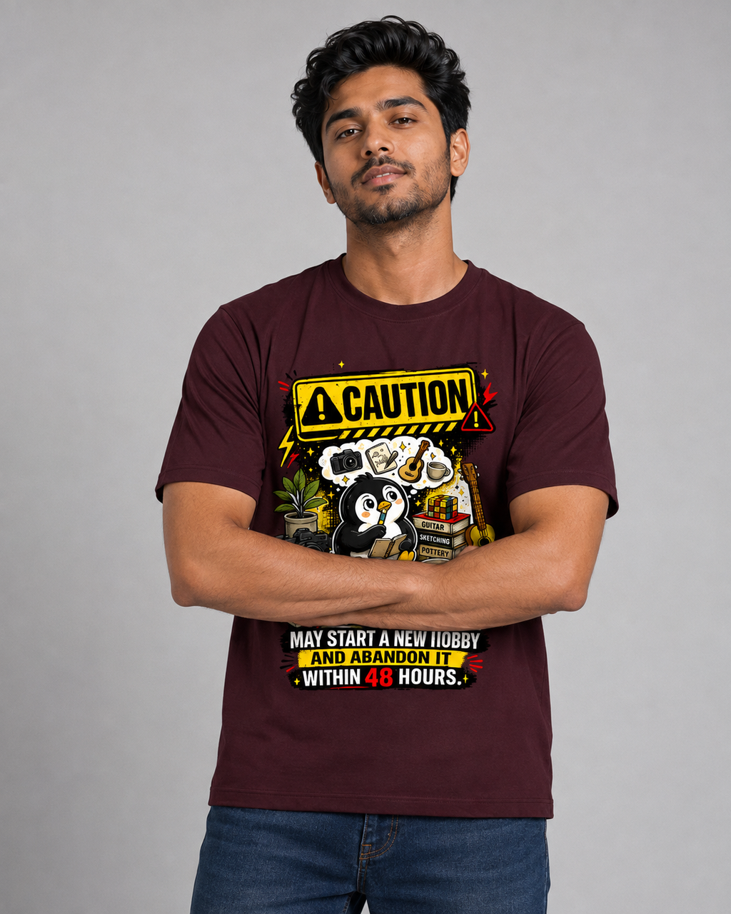 Caution: May Start a New Hobby T-Shirt | Cotton Printed Men's T-Shirt