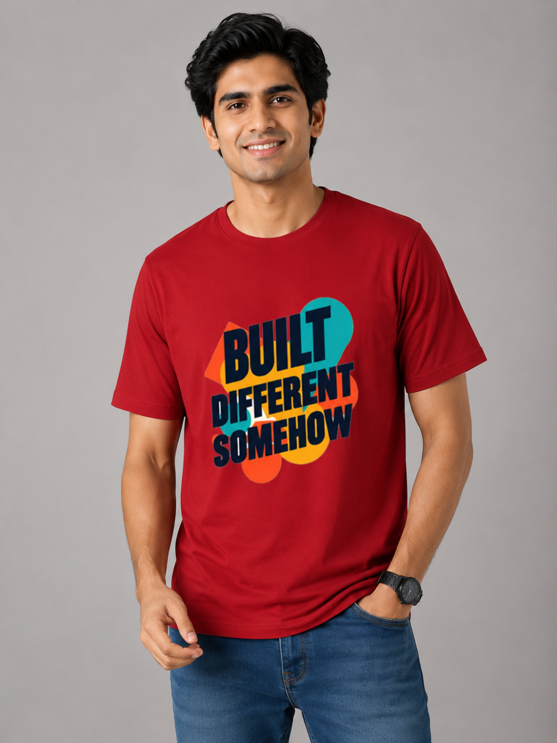 Built Different Somehow - Classic Crew Cotton T-Shirt for Men