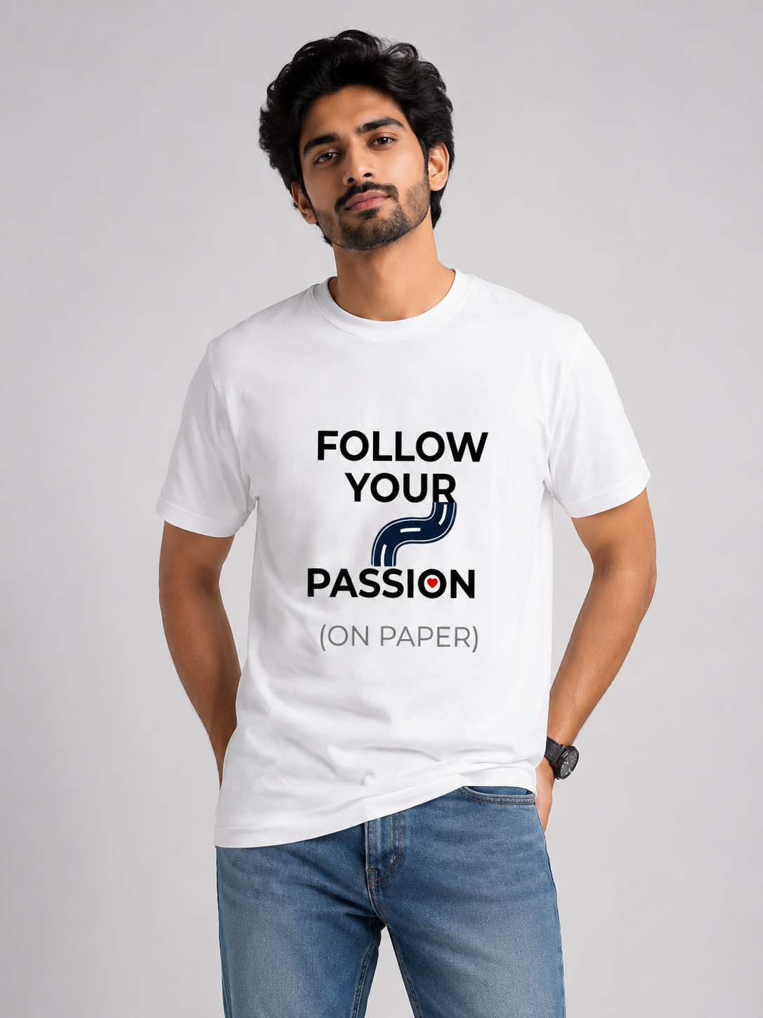 Follow Your Passion (On Paper) - Classic Crew Cotton T-Shirt for Men