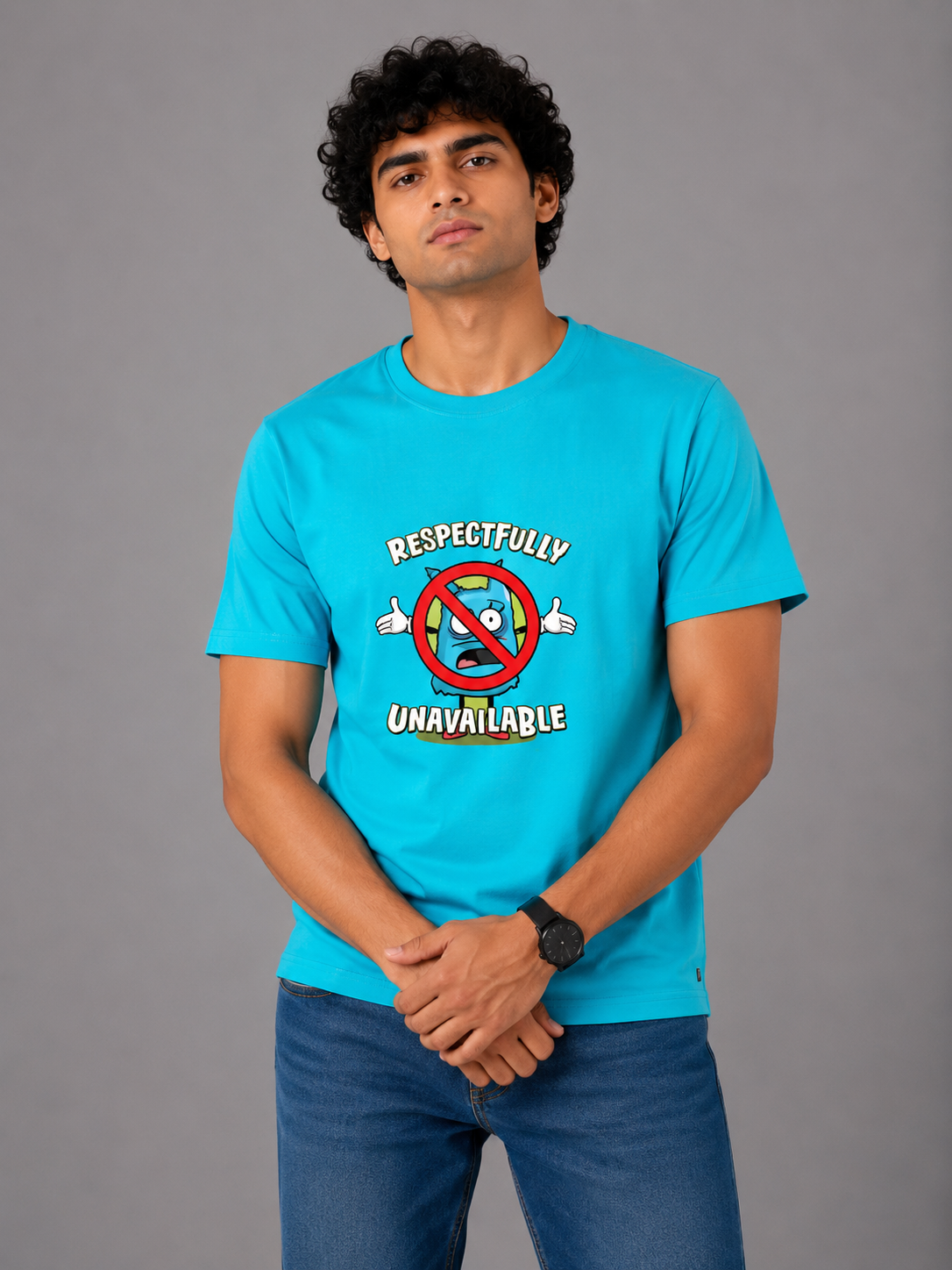 Respectfully Unavailable - Classic Crew Cotton T-Shirt for Men