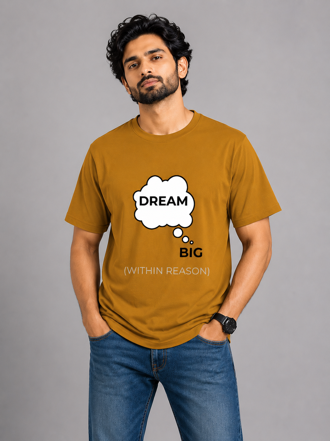 Dream Big (Within Reason) - Classic Crew Cotton T-Shirt for Men