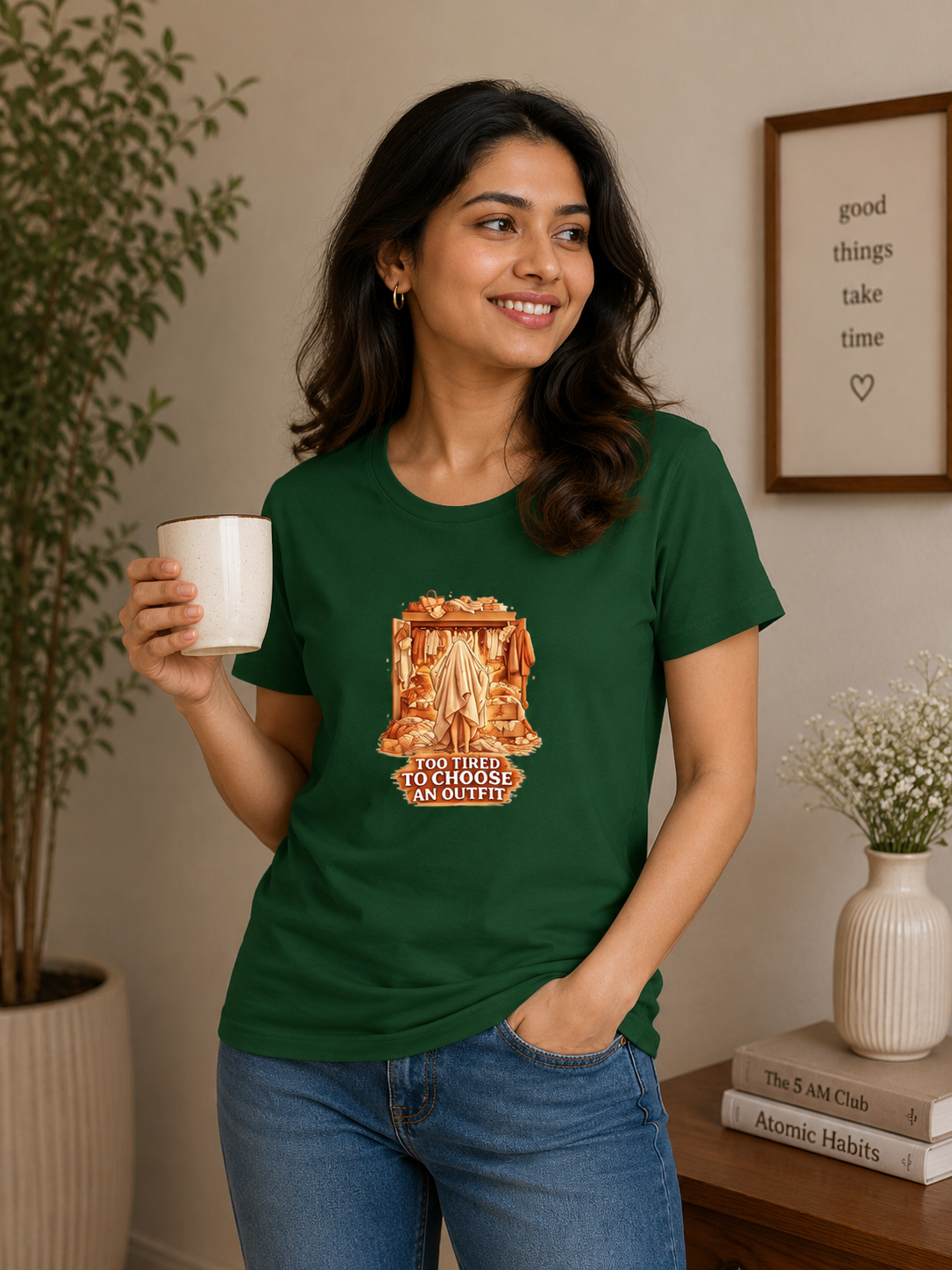 Too Tired to Choose an Outfit - Classic Crew Cotton T-Shirt for Women