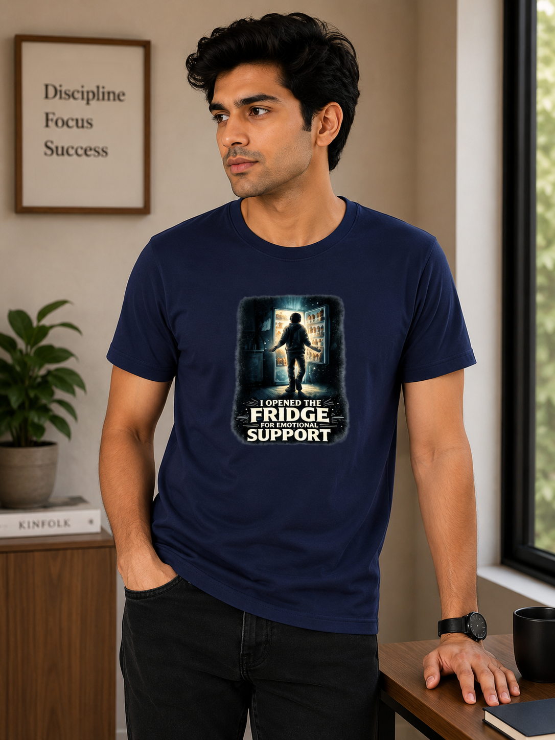 I Opened The Fridge For Emotional Support Funny T-Shirt | Sarcastic Cotton Graphic Tee