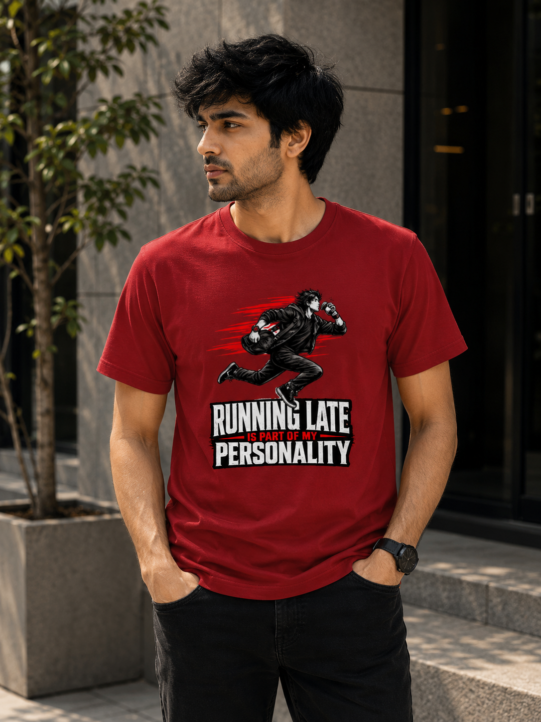 Running Late Is Part of My Personality Funny T-Shirt | Sarcastic Graphic Cotton T-shirt