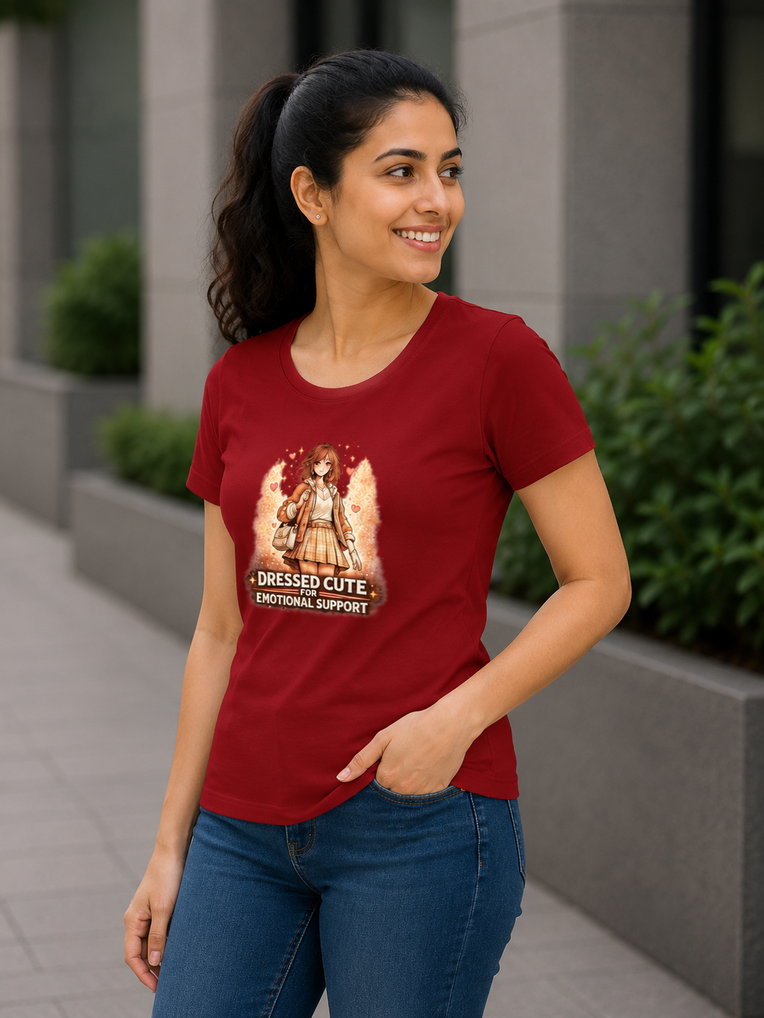Dressed Cute For Emotional Support Women's Graphic T-Shirt | Funny Aesthetic Cotton T-shirt