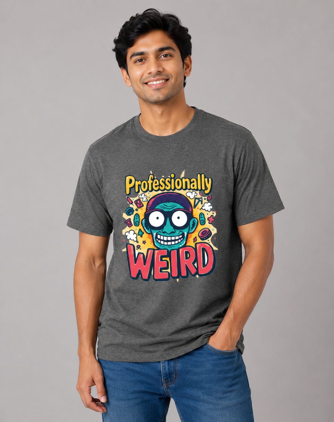 Professionally Weird - Classic Crew Cotton T-Shirt for Men