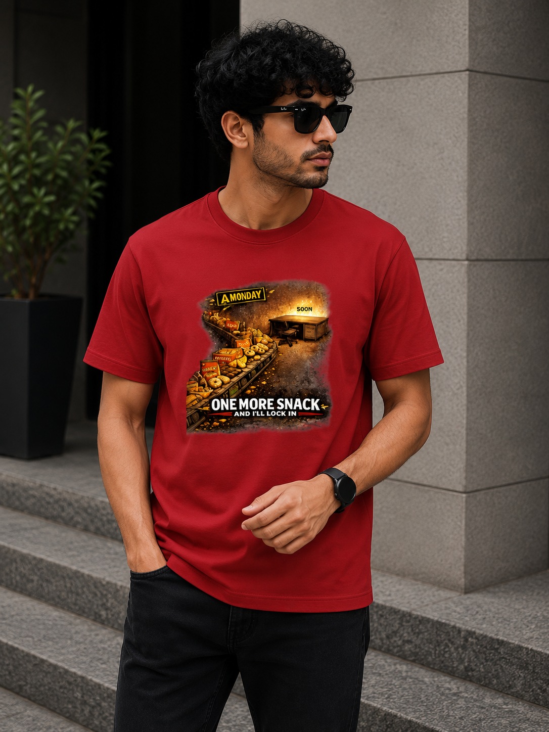 One More Snack and I'll Lock in T-Shirt | Procrastination Humor Graphic Cotton t-shirt