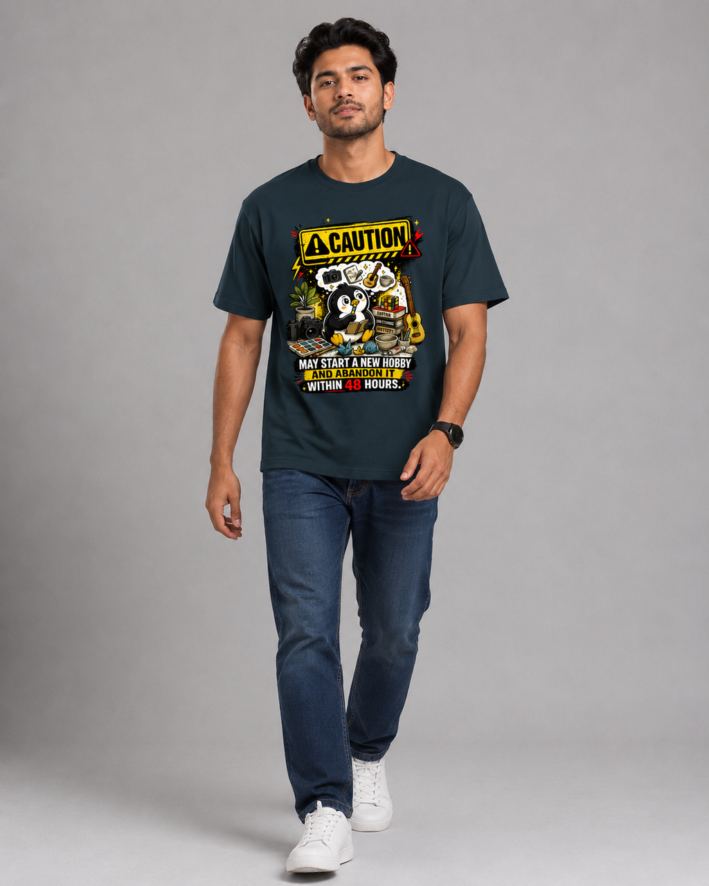 Caution: May Start a New Hobby T-Shirt | Cotton Printed Men's T-Shirt