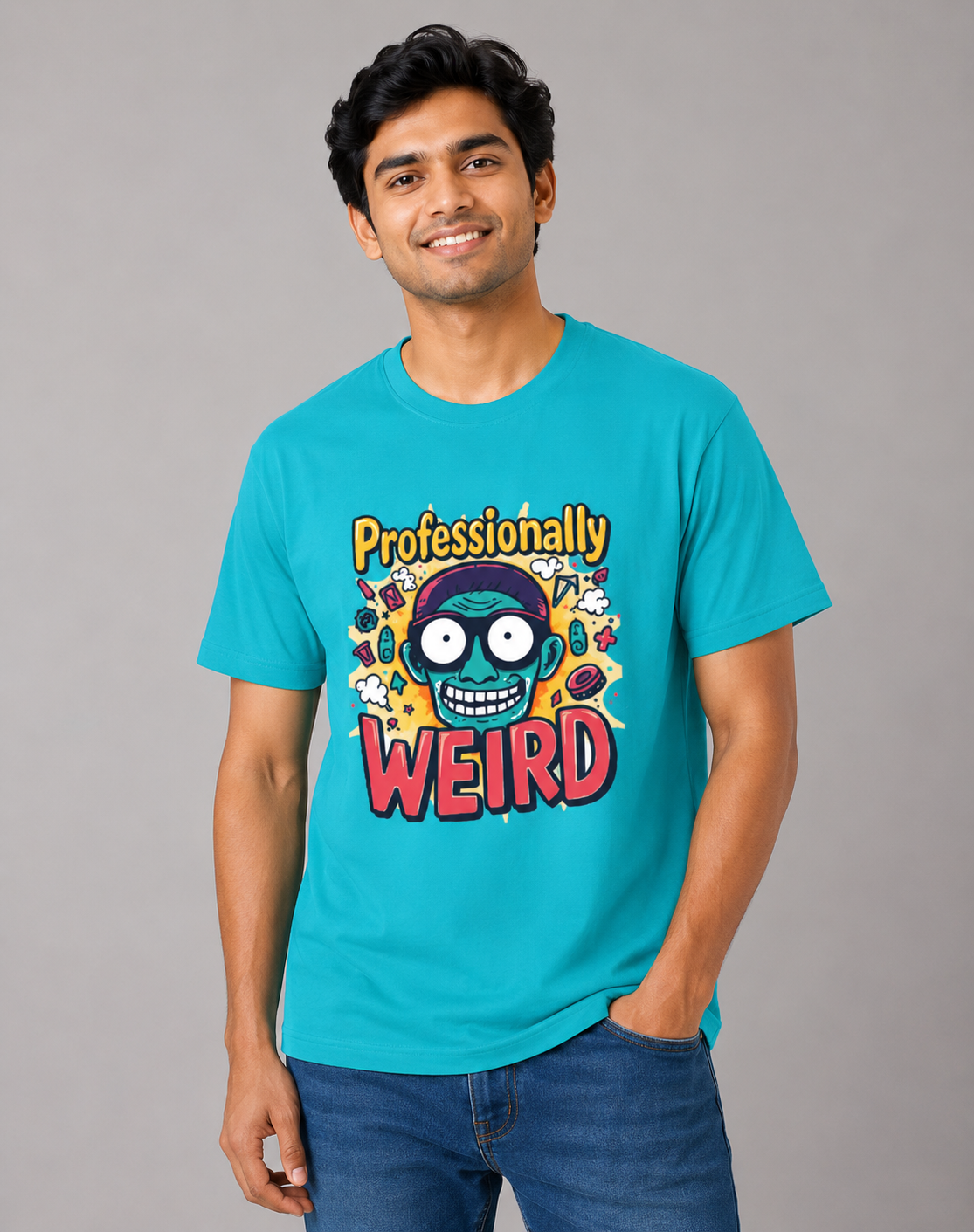 Professionally Weird - Classic Crew Cotton T-Shirt for Men