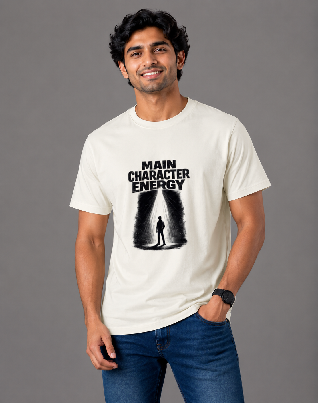 Main Character Energy - Classic Crew Cotton T-Shirt for Men