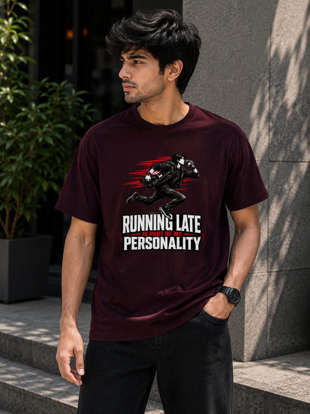 Running Late Is Part of My Personality Funny T-Shirt | Sarcastic Graphic Cotton T-shirt