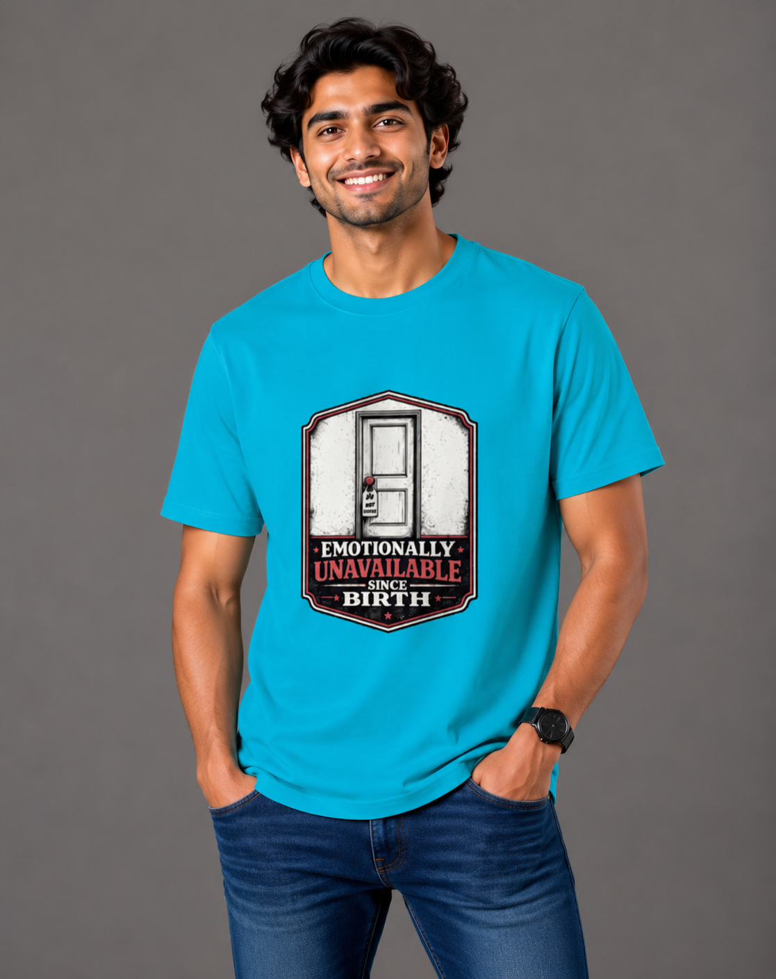 Emotionally Unavailable Since Birth - Classic Crew Cotton T-Shirt for Men