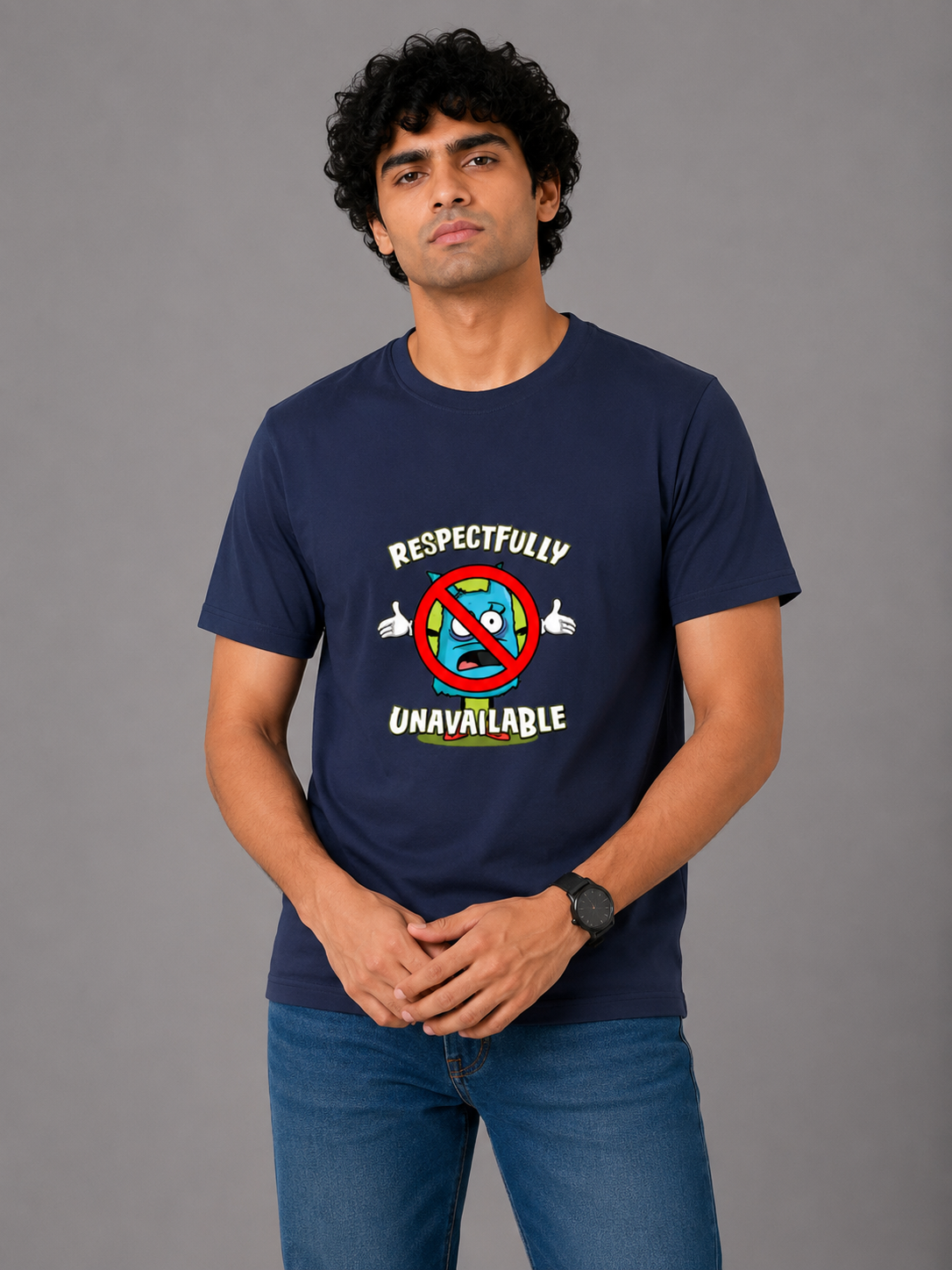 Respectfully Unavailable - Classic Crew Cotton T-Shirt for Men