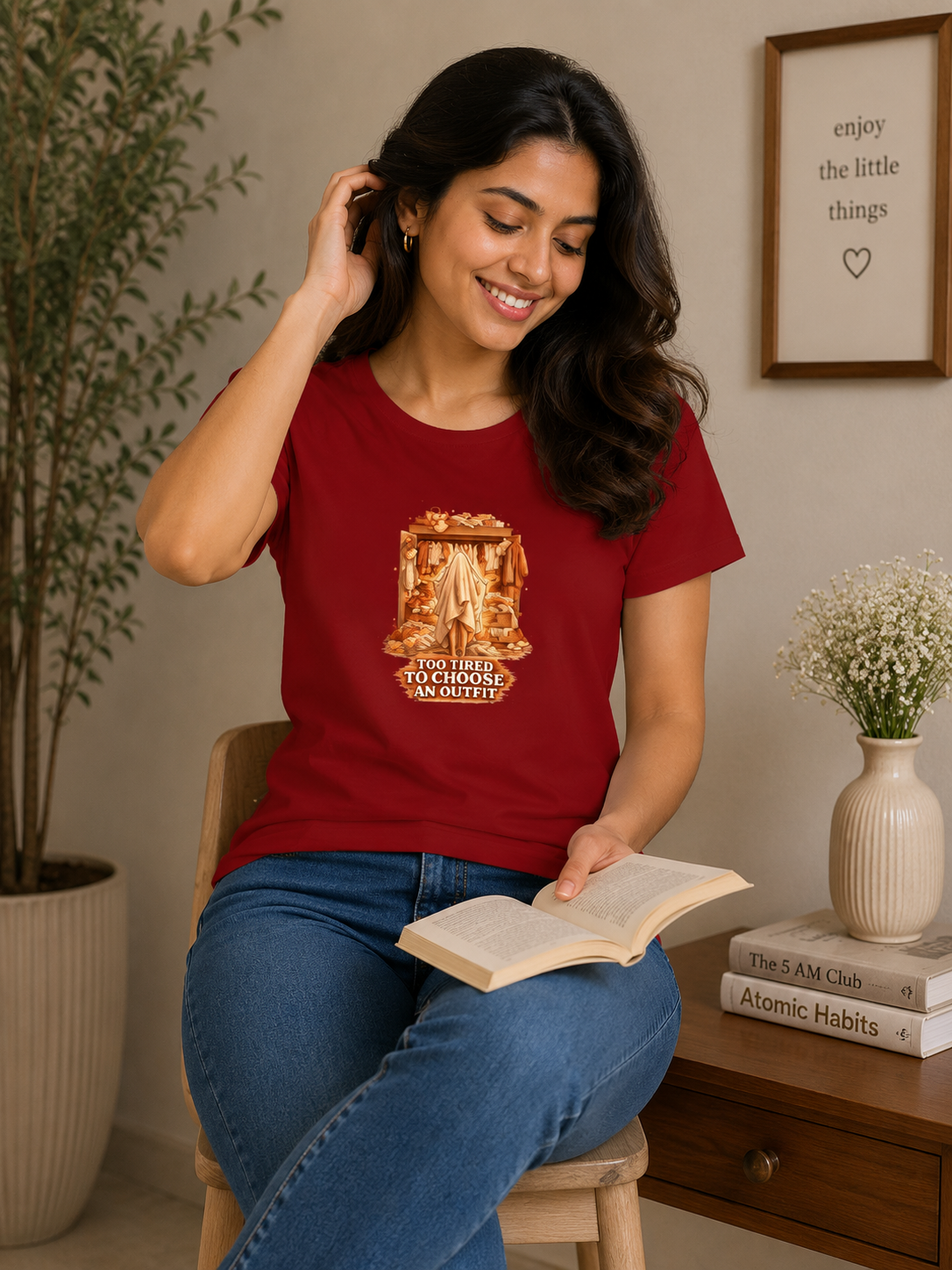 Too Tired to Choose an Outfit - Classic Crew Cotton T-Shirt for Women