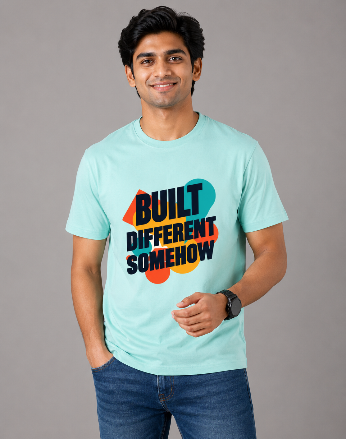 Built Different Somehow - Classic Crew Cotton T-Shirt for Men