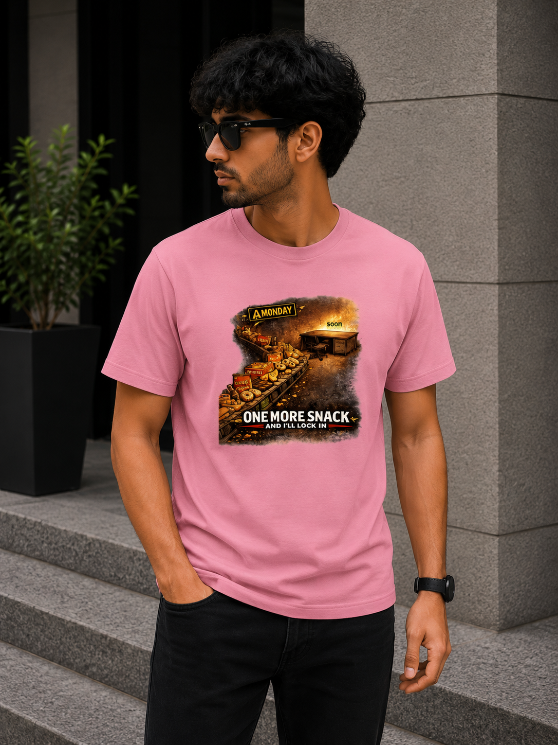 One More Snack and I'll Lock in T-Shirt | Procrastination Humor Graphic Cotton t-shirt