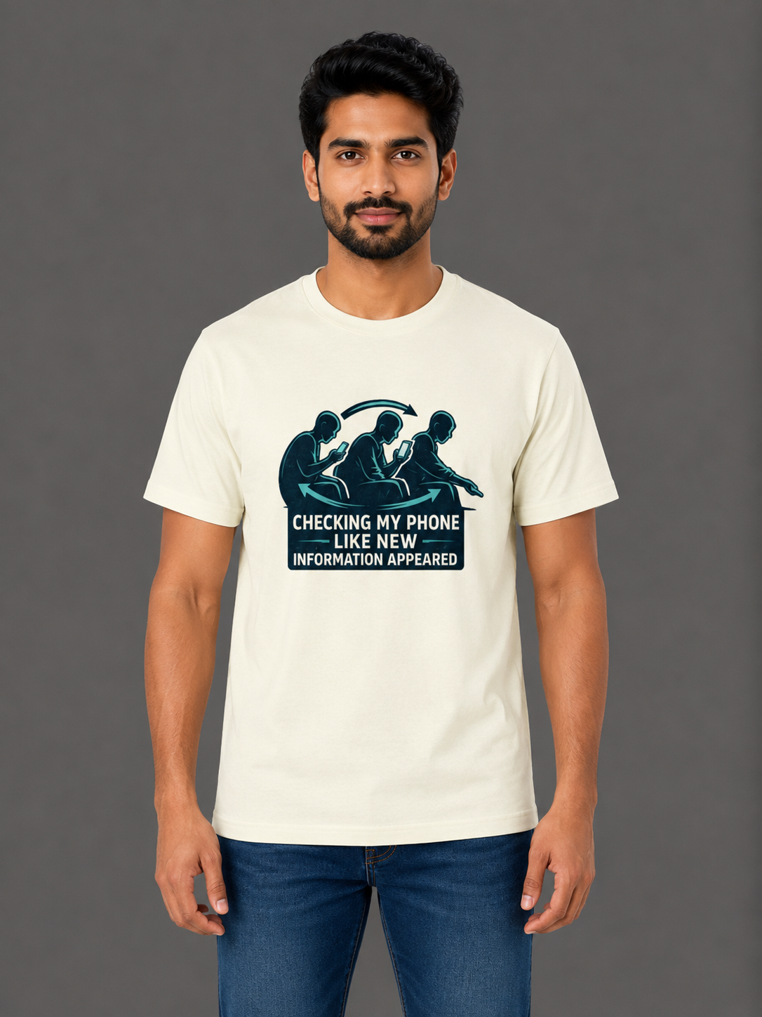 Checking My Phone Like New Information Appeared | Relatable Printed Women's Regular Fit Cotton T-Shirt | Printed Nonsense