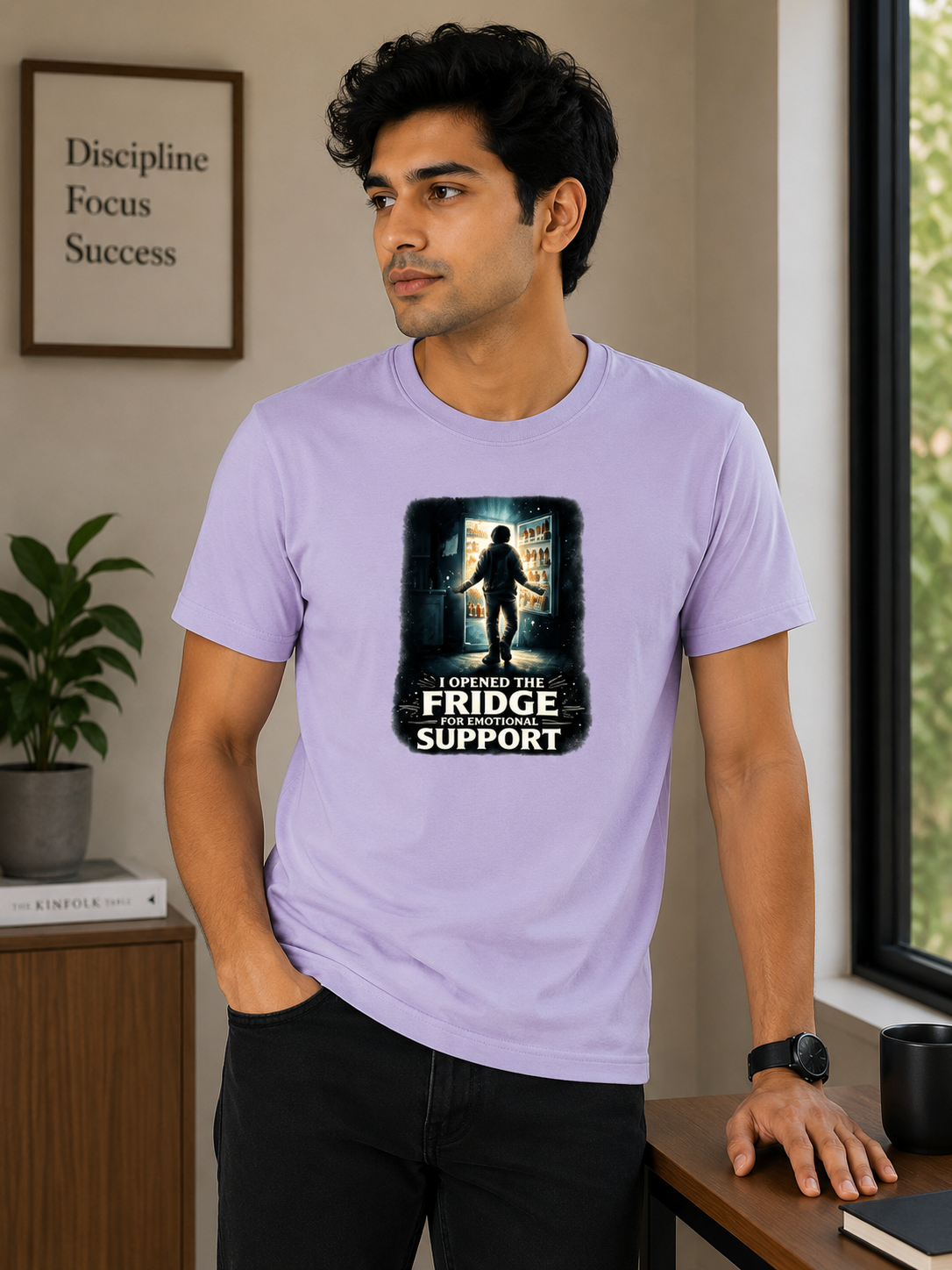 I Opened The Fridge For Emotional Support Funny T-Shirt | Sarcastic Cotton Graphic Tee
