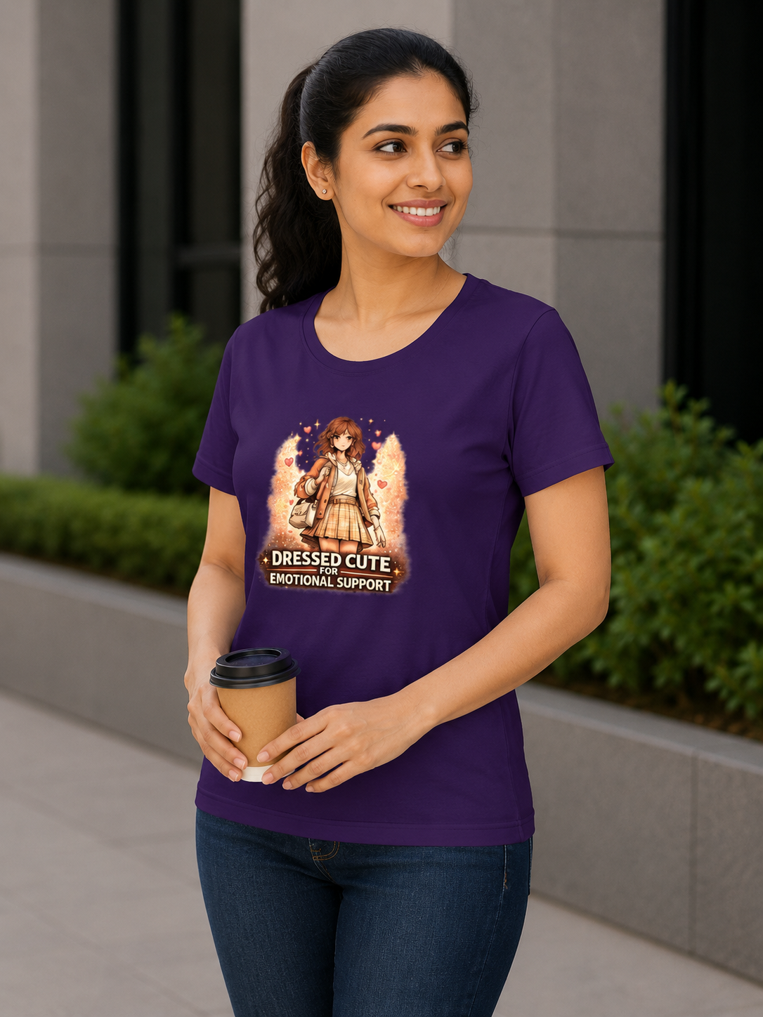 Dressed Cute For Emotional Support Women's Graphic T-Shirt | Funny Aesthetic Cotton T-shirt
