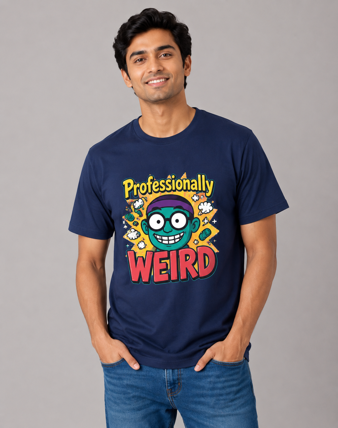 Professionally Weird - Classic Crew Cotton T-Shirt for Men