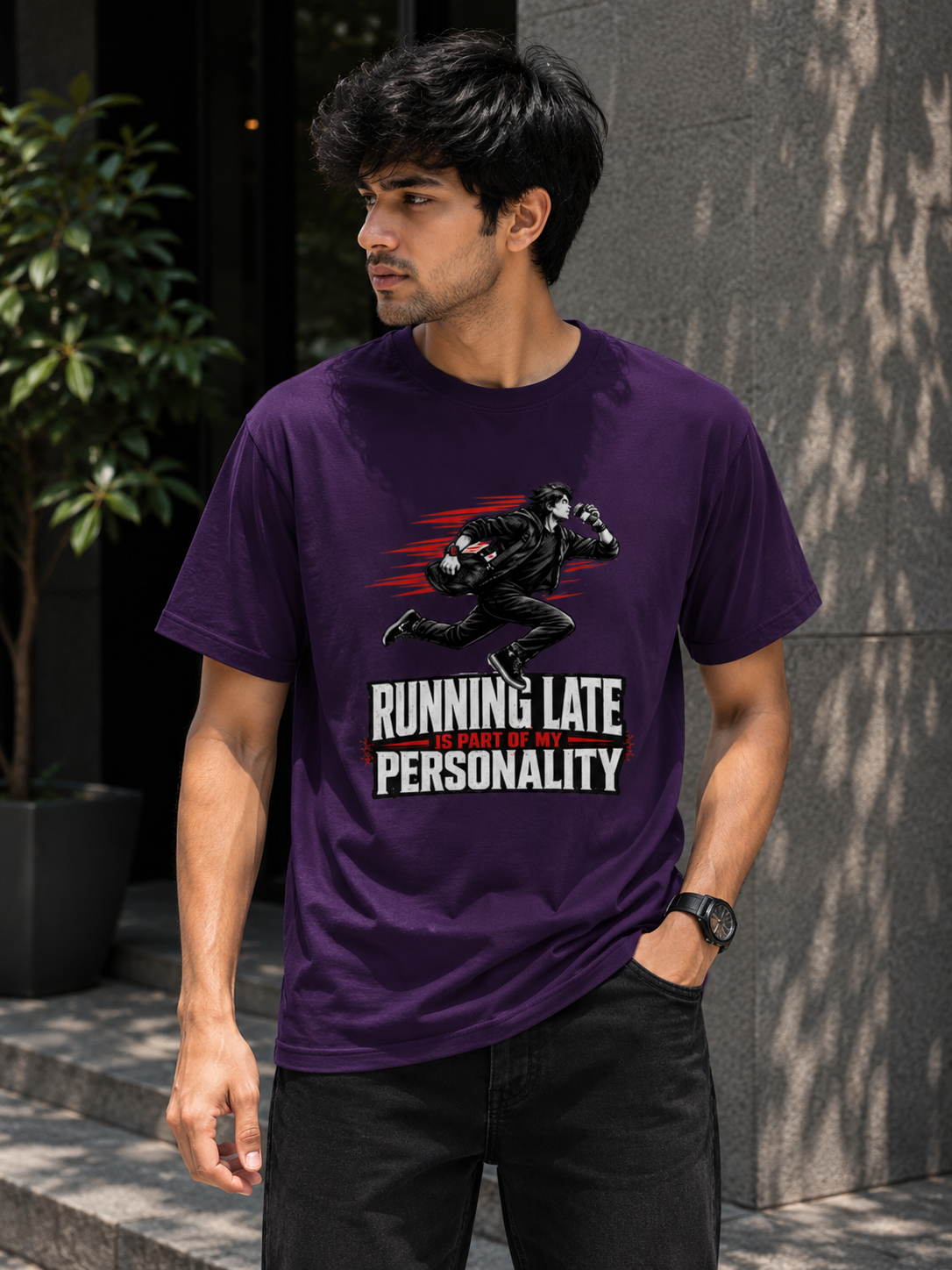 Running Late Is Part of My Personality Funny T-Shirt | Sarcastic Graphic Cotton T-shirt