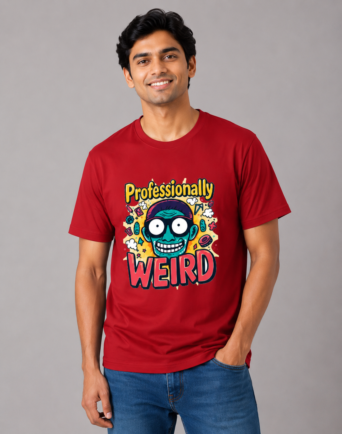 Professionally Weird - Classic Crew Cotton T-Shirt for Men