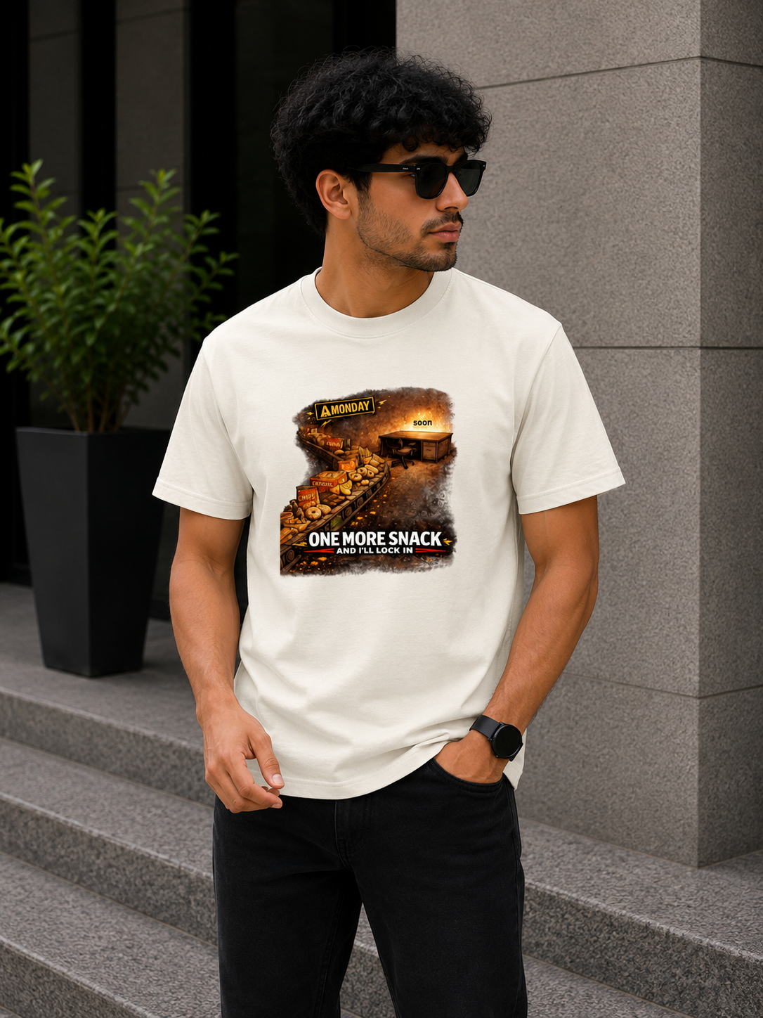 One More Snack and I'll Lock in T-Shirt | Procrastination Humor Graphic Cotton t-shirt