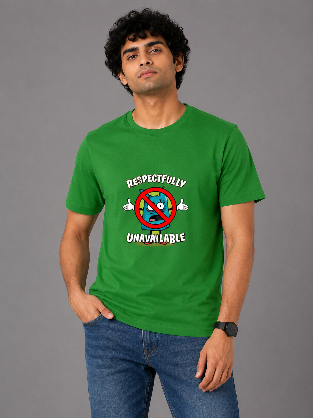 Respectfully Unavailable - Classic Crew Cotton T-Shirt for Men