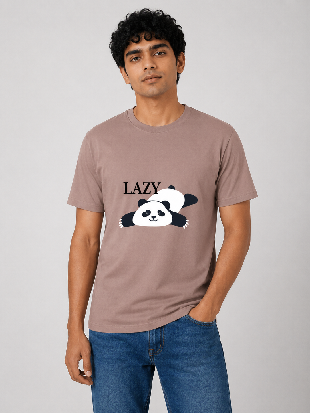 Lazy Panda - Classic Crew Cotton T-Shirt for Men