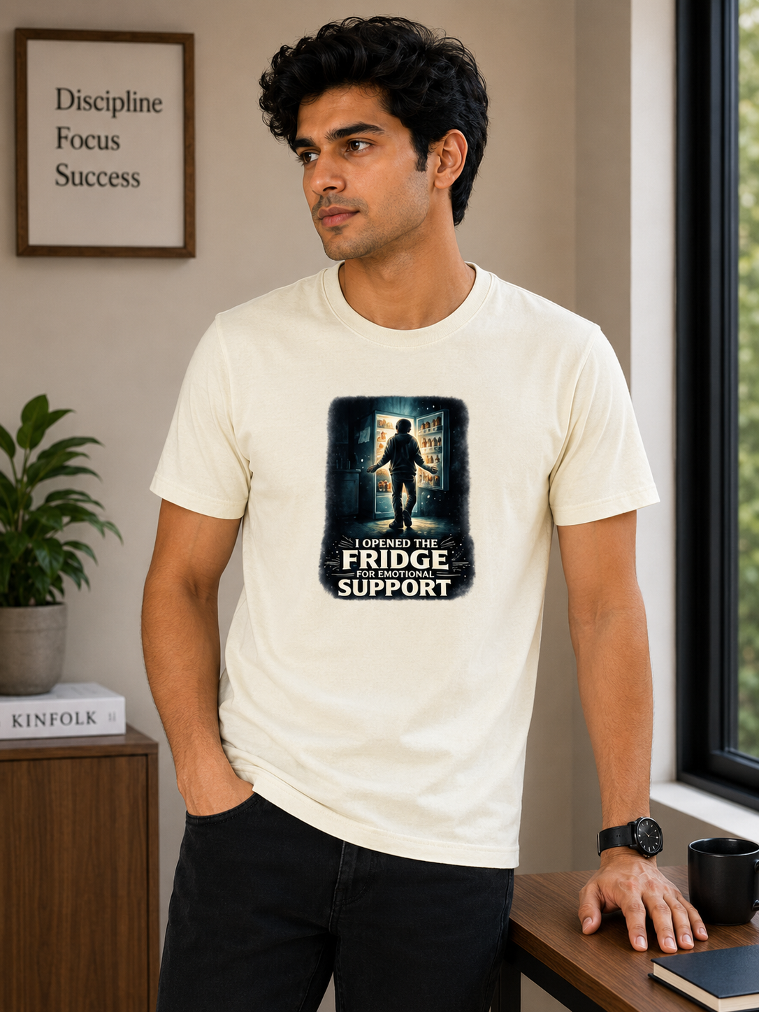 I Opened The Fridge For Emotional Support Funny T-Shirt | Sarcastic Cotton Graphic Tee