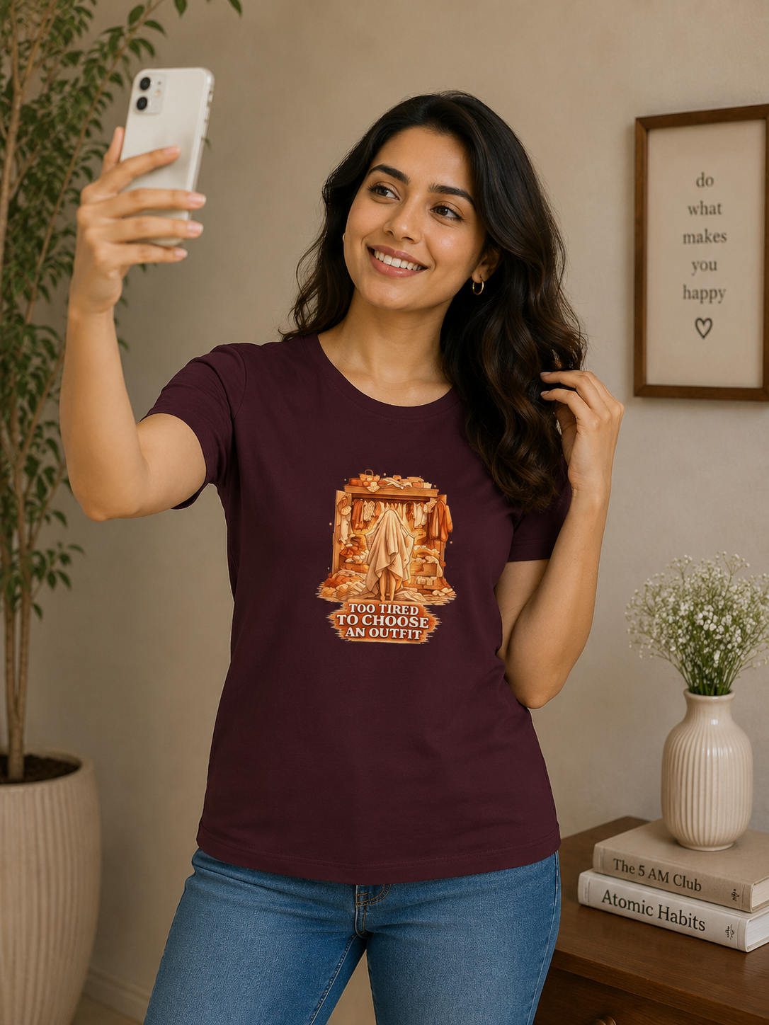 Too Tired to Choose an Outfit - Classic Crew Cotton T-Shirt for Women