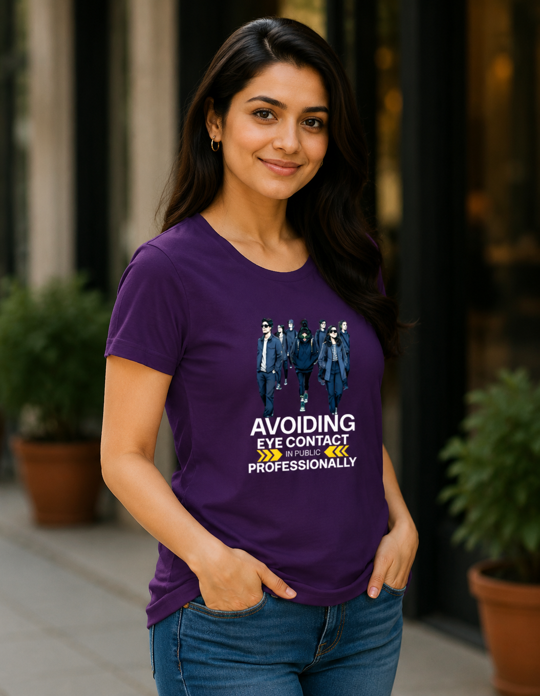 Avoiding Eye Contact in Public Professionally Women's Introvert T-shirt
