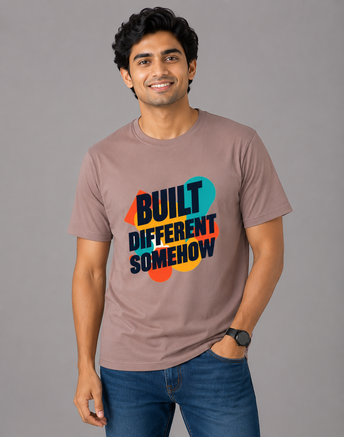 Built Different Somehow - Classic Crew Cotton T-Shirt for Men