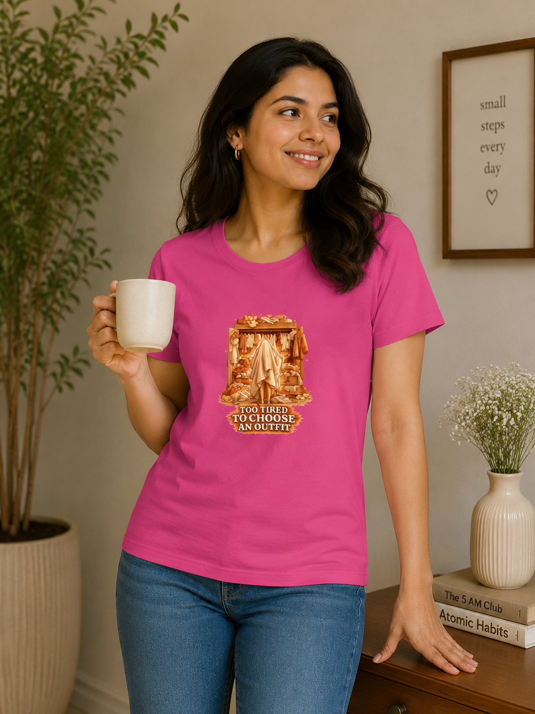Too Tired to Choose an Outfit - Classic Crew Cotton T-Shirt for Women