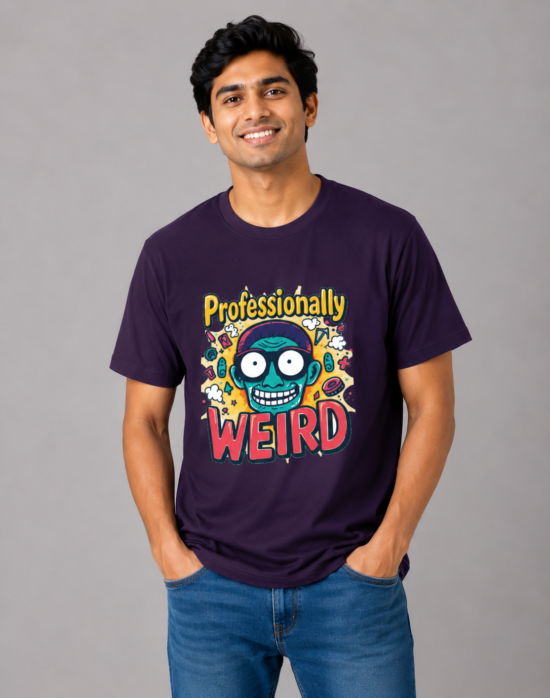 Professionally Weird - Classic Crew Cotton T-Shirt for Men