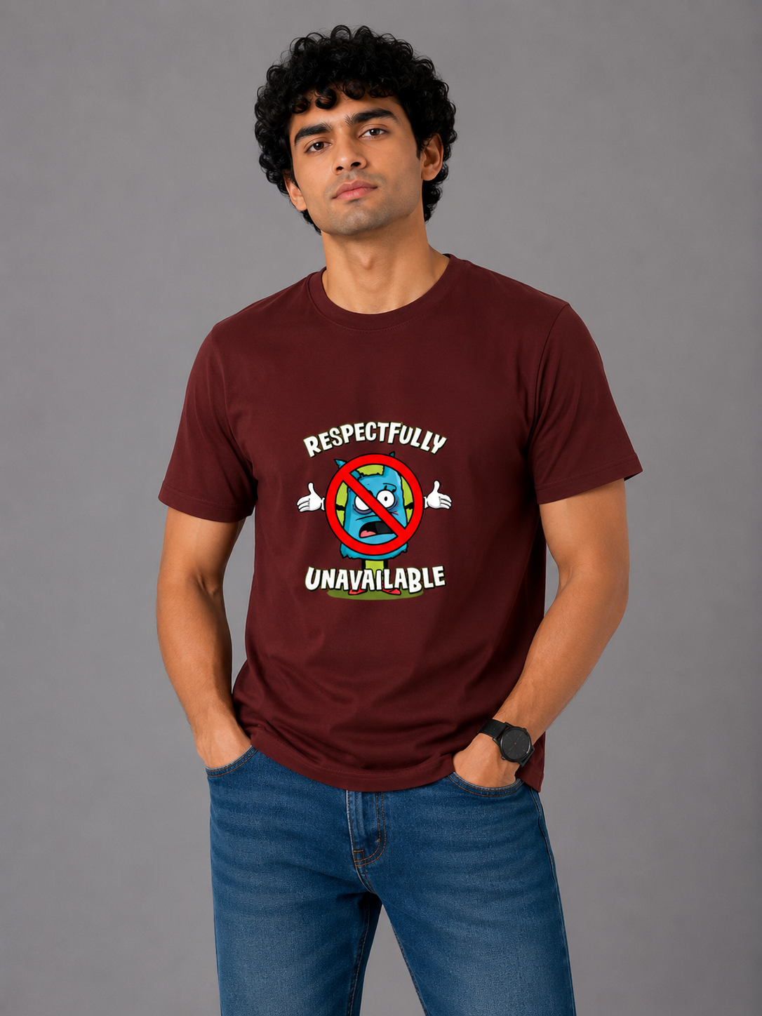 Respectfully Unavailable - Classic Crew Cotton T-Shirt for Men
