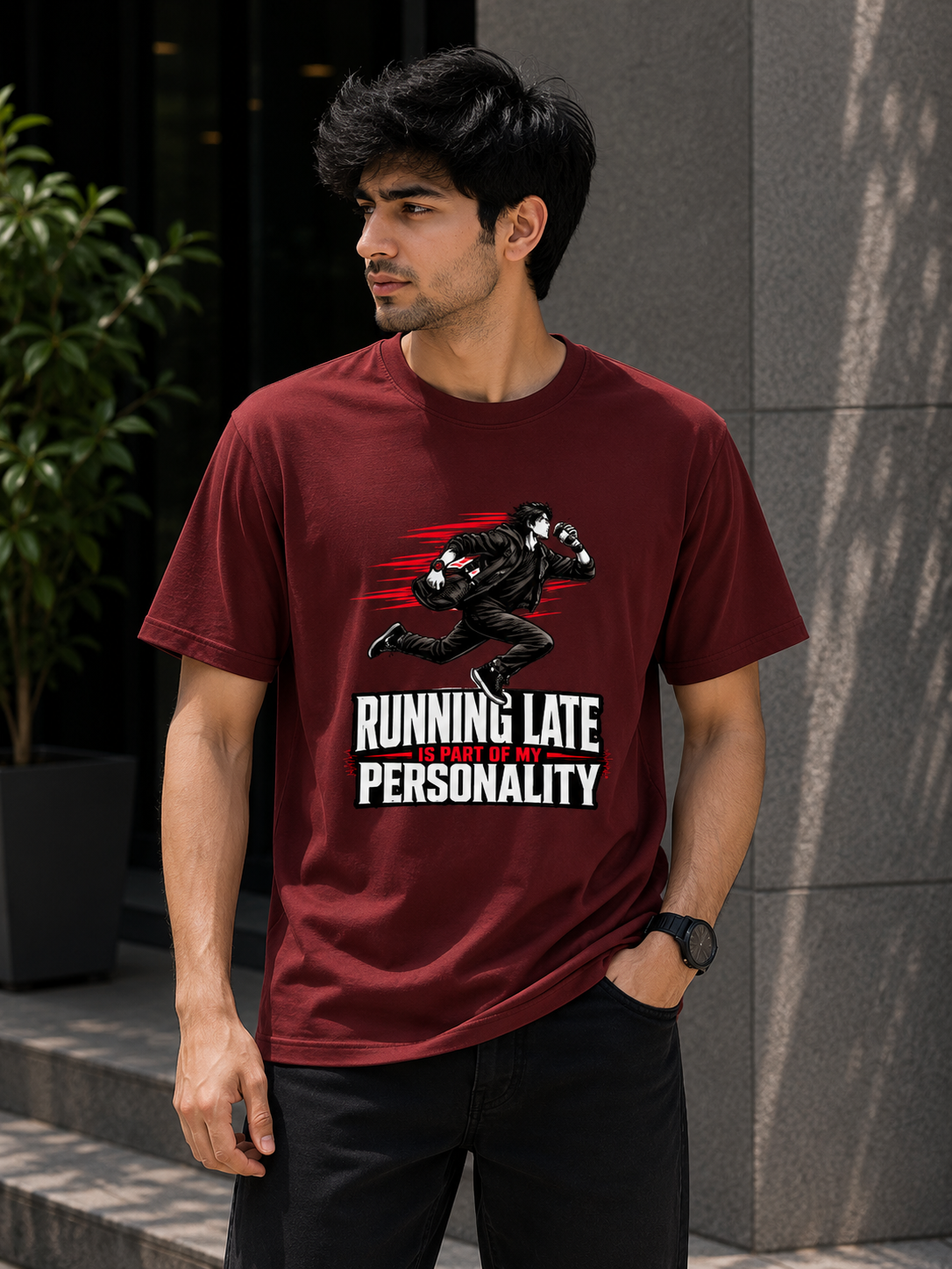 Running Late Is Part of My Personality Funny T-Shirt | Sarcastic Graphic Cotton T-shirt