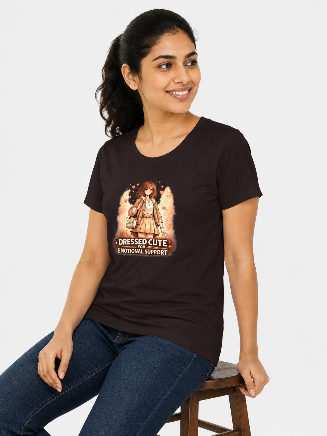 Dressed Cute For Emotional Support Women's Graphic T-Shirt | Funny Aesthetic Cotton T-shirt