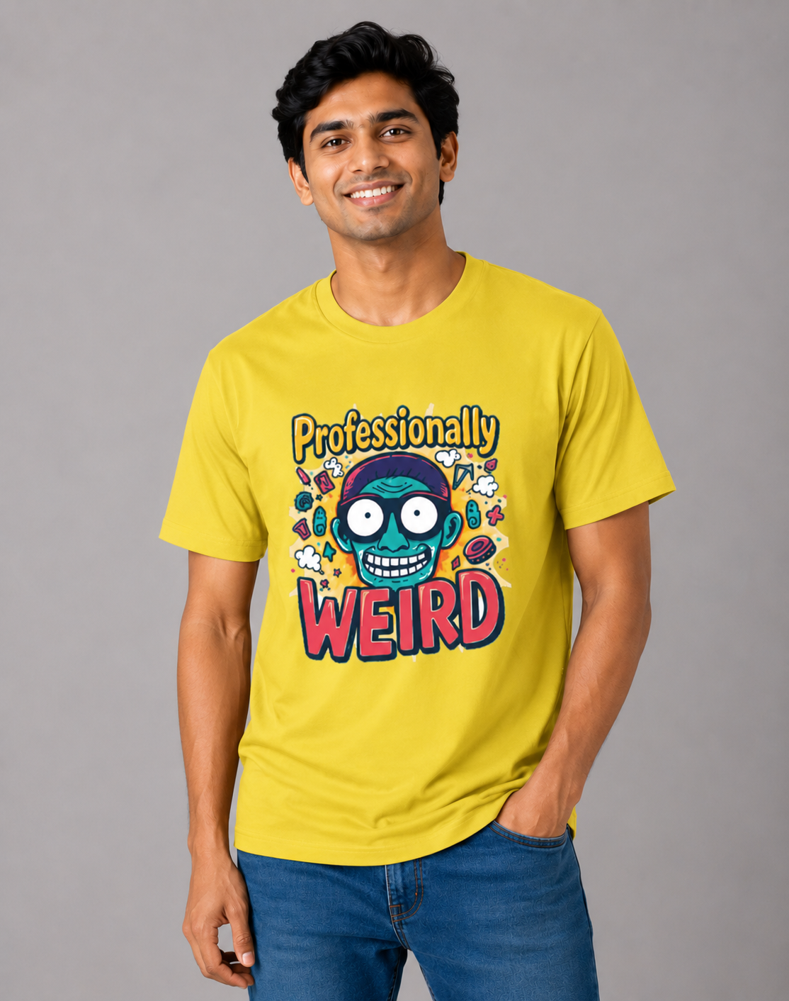 Professionally Weird - Classic Crew Cotton T-Shirt for Men