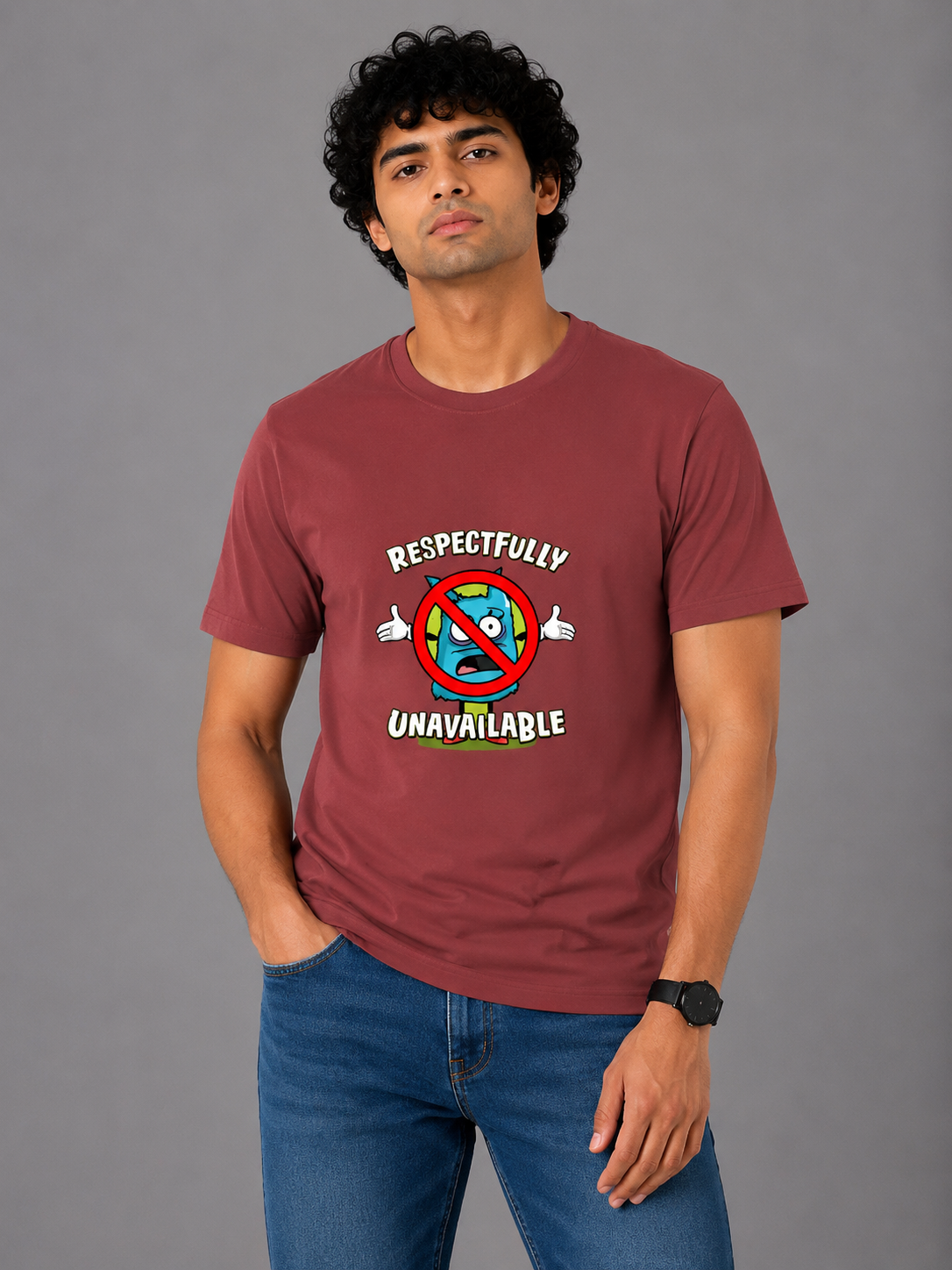 Respectfully Unavailable - Classic Crew Cotton T-Shirt for Men