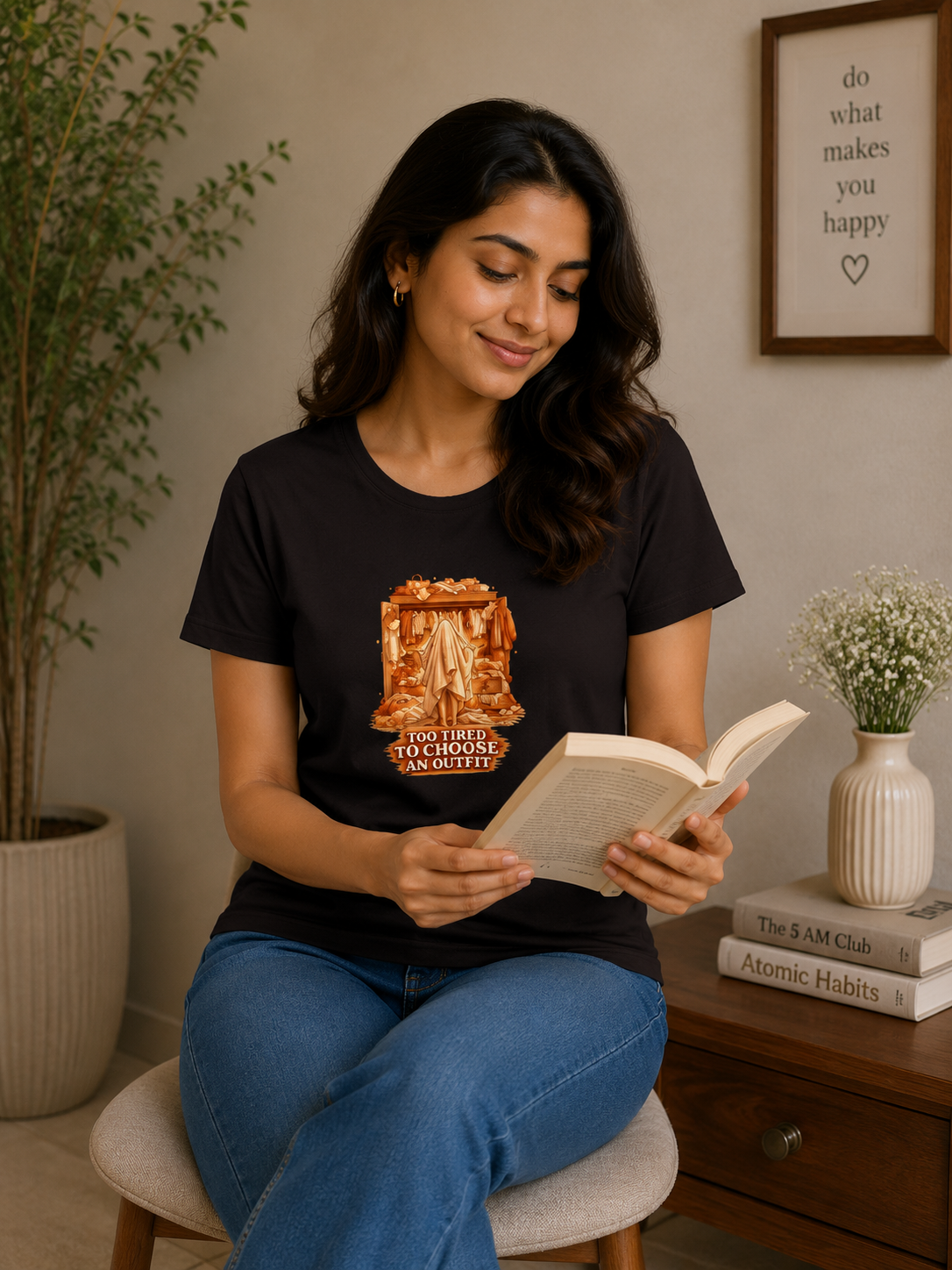 Too Tired to Choose an Outfit - Classic Crew Cotton T-Shirt for Women