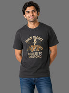 Born To Rest Forced to Respond | Relatable Printed Men's Classic Crew Cotton T-Shirt | Printed Nonsense