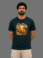 Chai First Crisis Later | Relatable Printed Men's Regular Fit Cotton T-Shirt | Printed Nonsense