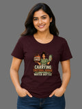 Carrying Emotional Damage and a Cute Water Bottle | Graphic Printed Women's Classic Crew Cotton T-Shirt | Printed Nonsense